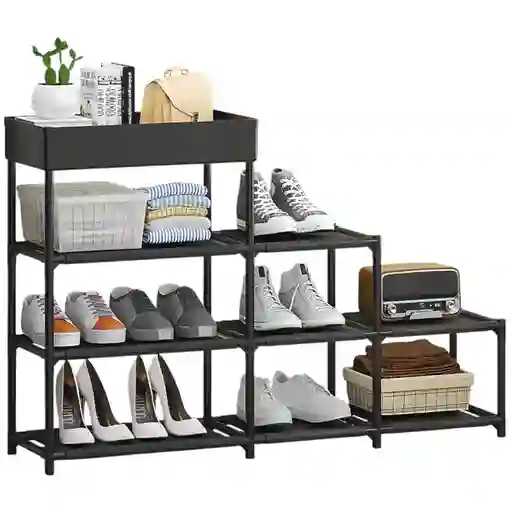 Zapatero Escalonado De Tela De Plástico Impermeable 6 Espacios