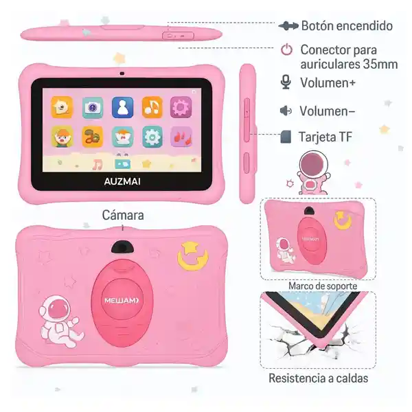 Tablet Kids Niños K3 Android 13 6gb Ram 128gb Almacenamiento Rosa