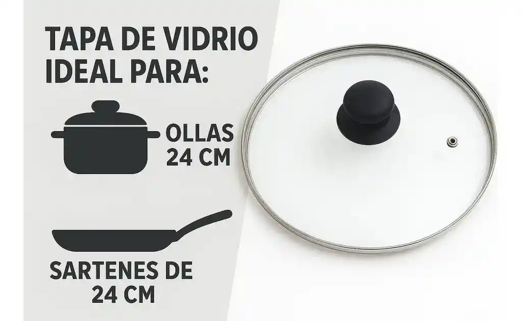 Tapa De Vidrio Templado 24 Cm Para Sartén Olla