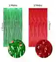Cortinas Metalizadas Flecos Color Rojo Y Verde Cada De (1metro Ancho X 2 Metros De Largo)