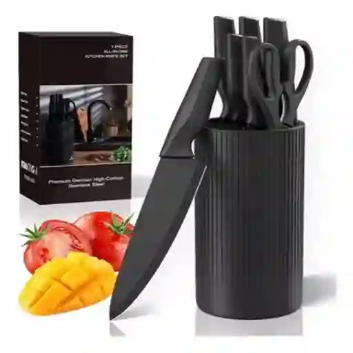 Juego De Cuchillos En Acero Inoxidable X6 Piezas Negro