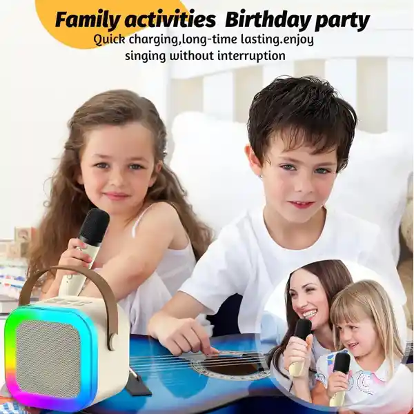 Parlante Microfono Kit Karaoke Bluetooth Efecto Voces Azul
