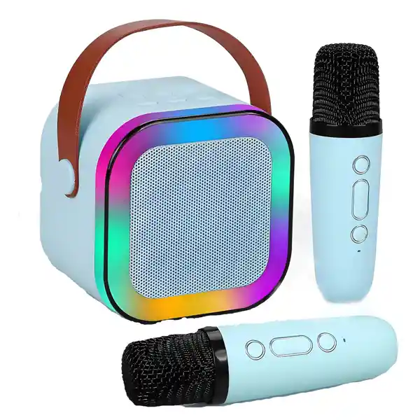 Parlante Microfono Kit Karaoke Bluetooth Efecto Voces Azul