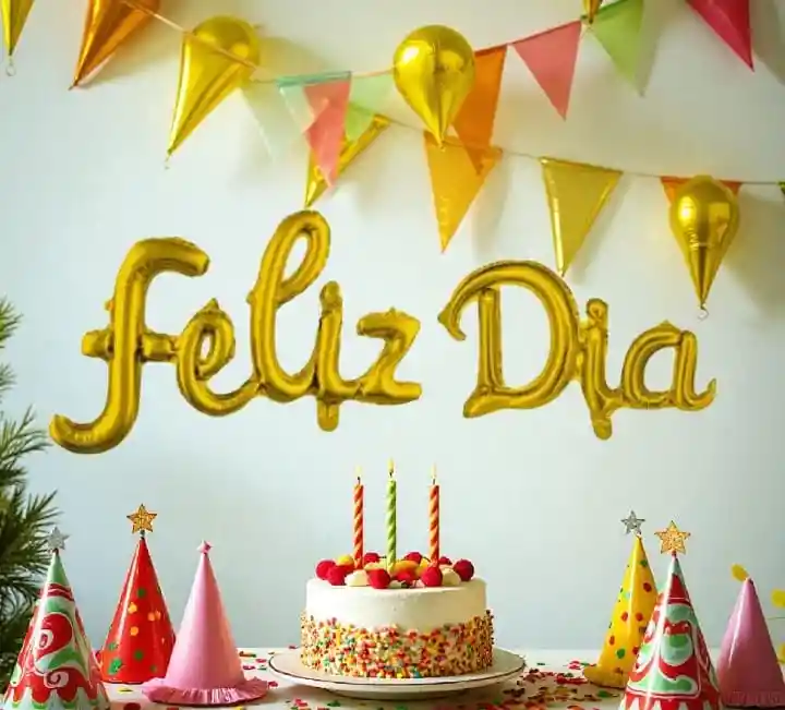 Globo Metalizado "feliz Dia" Letra Cursiva 16" Pulgadas Dorado