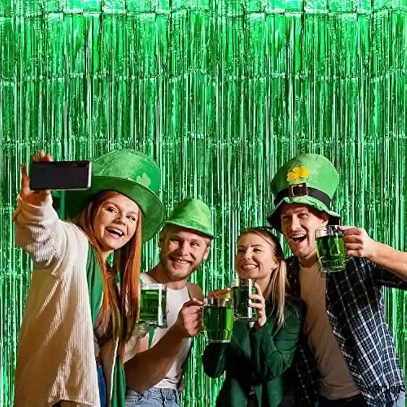 Cortina Metalizada Flecos Color Verde (1metro Ancho X 2 Metros De Largo)