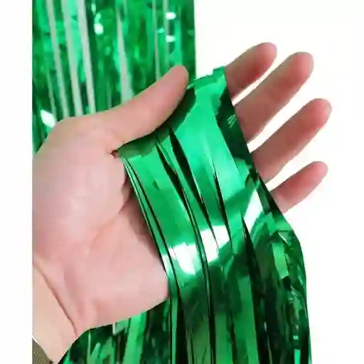 Cortina Metalizada Flecos Color Verde (1metro Ancho X 2 Metros De Largo)