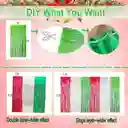 Cortinas Metalizadas Flecos Color Rojo,verde Y Plateado X3 Unidades