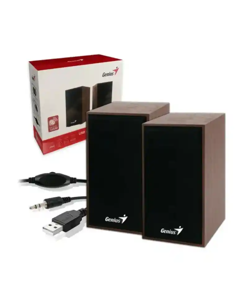 Parlantes Genius 2.0 Sp Hf180 6w Conexion 3.5/usb Madera