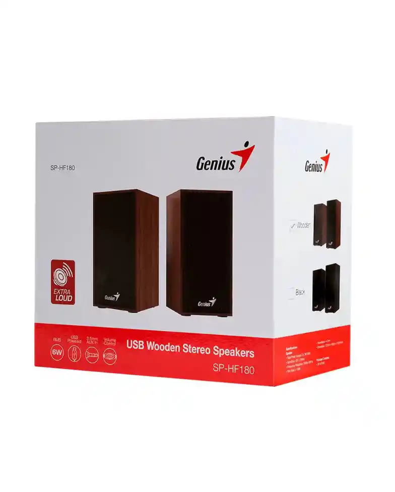 Parlantes Genius 2.0 Sp Hf180 6w Conexion 3.5/usb Madera