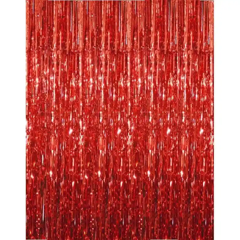 Cortina Metalizada Flecos Color Rojo (1metro Ancho X 2 Metros De Largo)