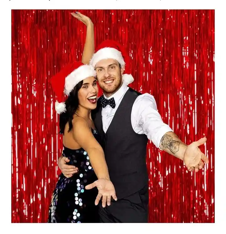 Cortina Metalizada Flecos Color Rojo (1metro Ancho X 2 Metros De Largo)