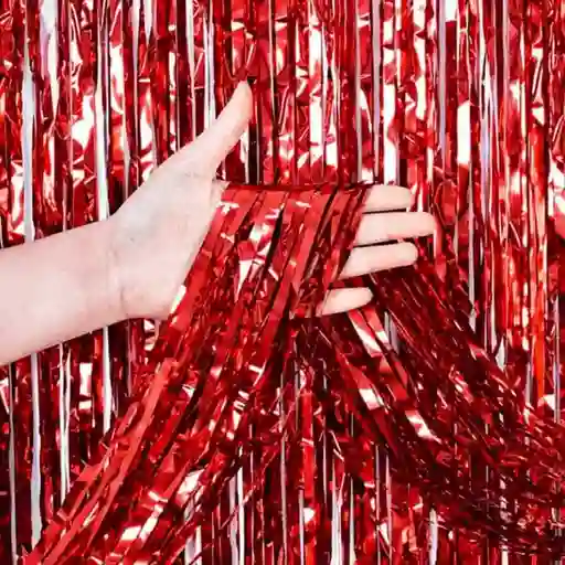 Cortina Metalizada Flecos Color Rojo (1metro Ancho X 2 Metros De Largo)