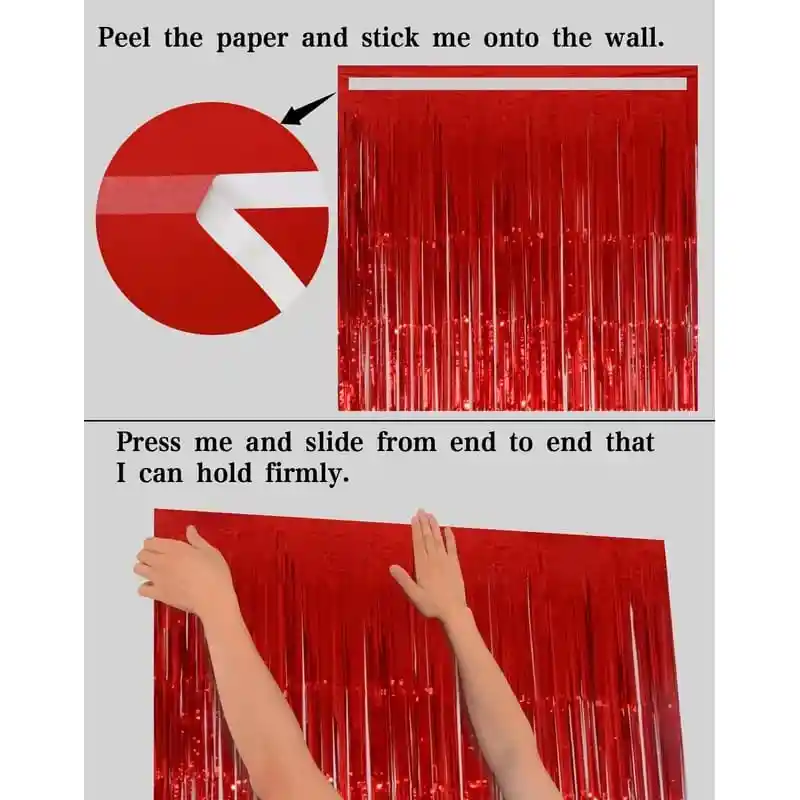 Cortina Metalizada Flecos Color Rojo (1metro Ancho X 2 Metros De Largo)