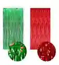 Cortinas Metalizadas Flecos Color Rojo Y Verde Cada De (1metro Ancho X 2 Metros De Largo)