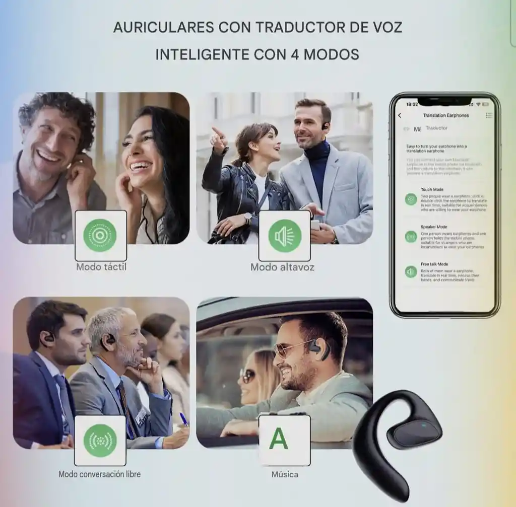 Auriculares Audifonos Inteligente De Traducción Instantánea