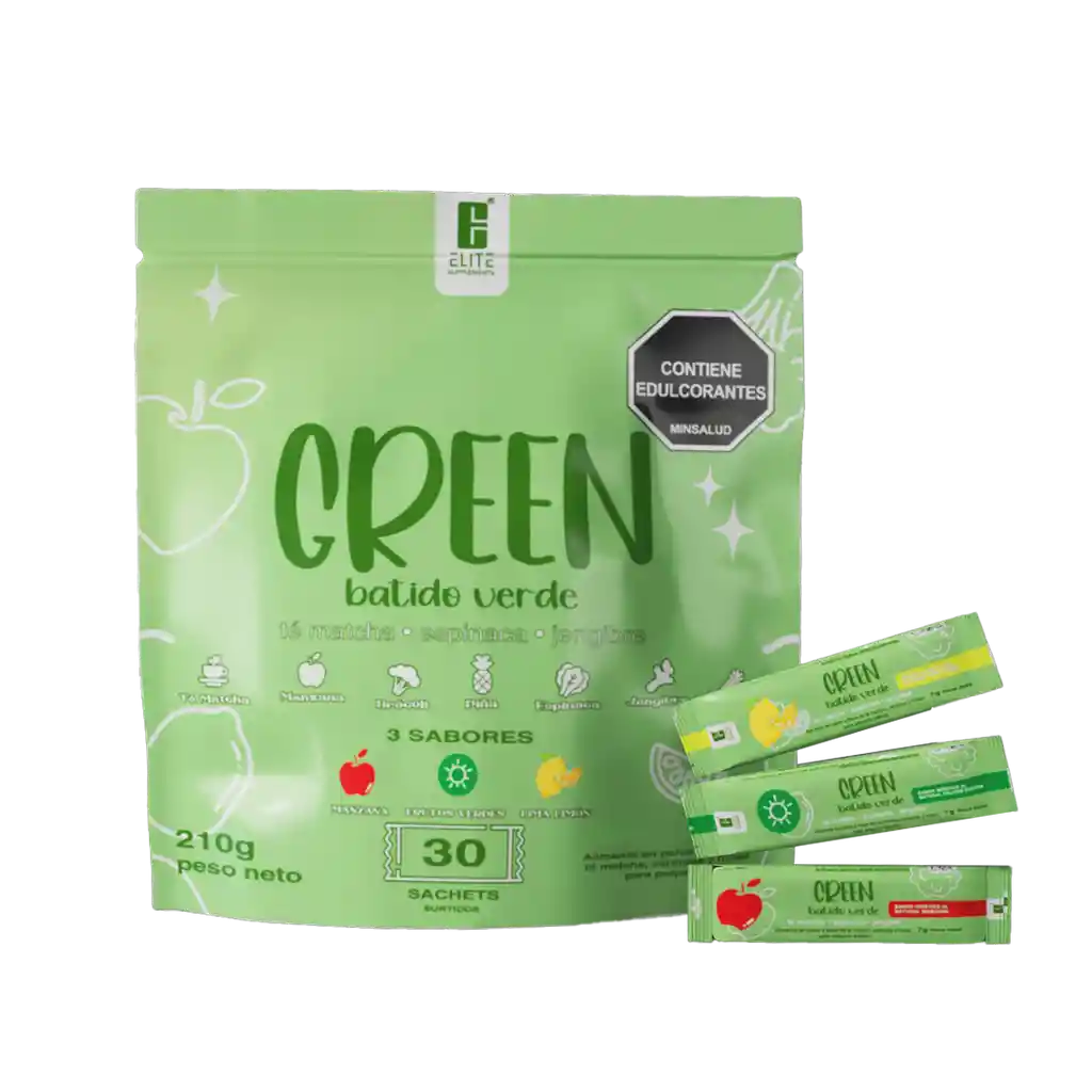Green Batido Verde En Sobres Elite Supplements