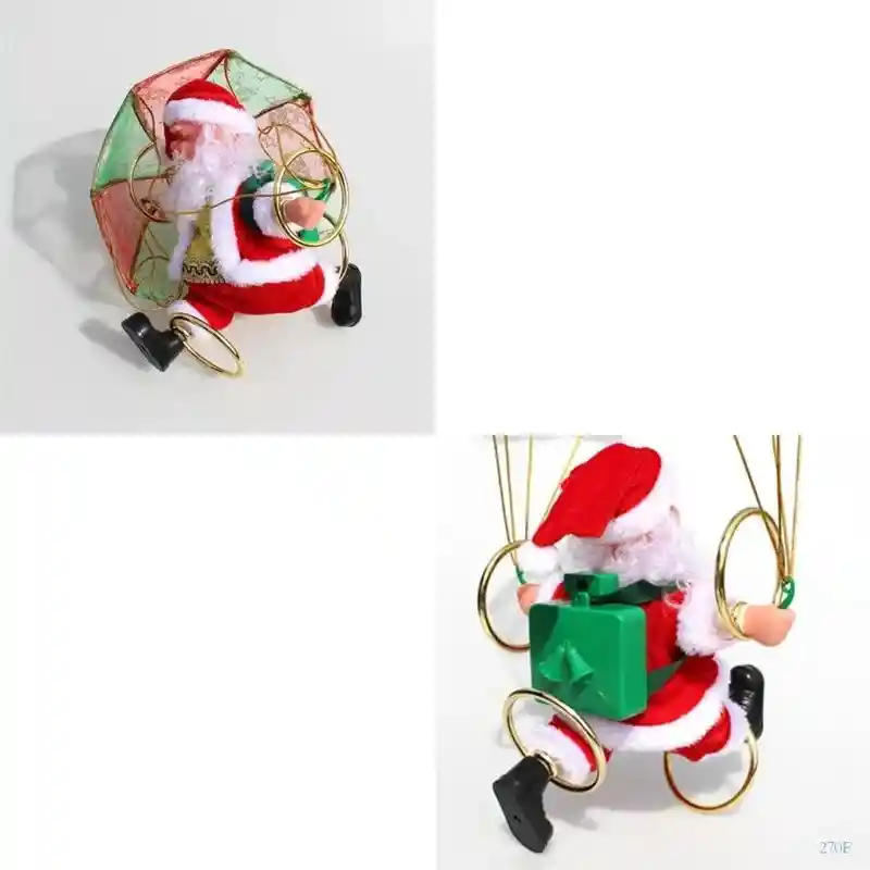 Adorno De Papá Noel En Paracaídas Con Movimiento, Luz Y Sonido