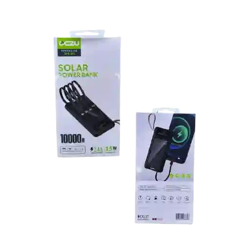 Power Bank Solar 10,000 Mah Czu Opb-011 | Carga Rápida 15w | Incluye Cables Integrados