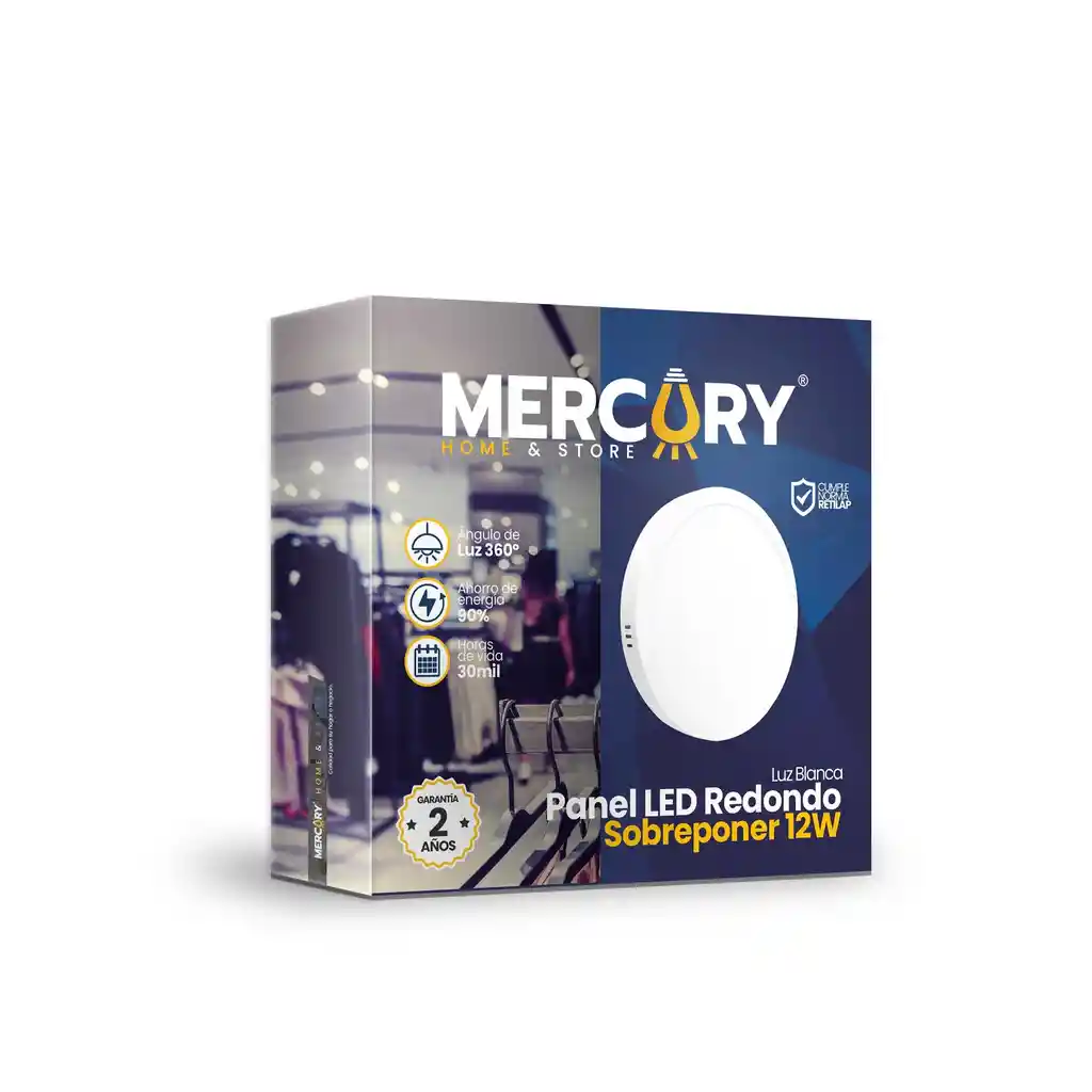 Panel Led Sobreponer 12w Mercury