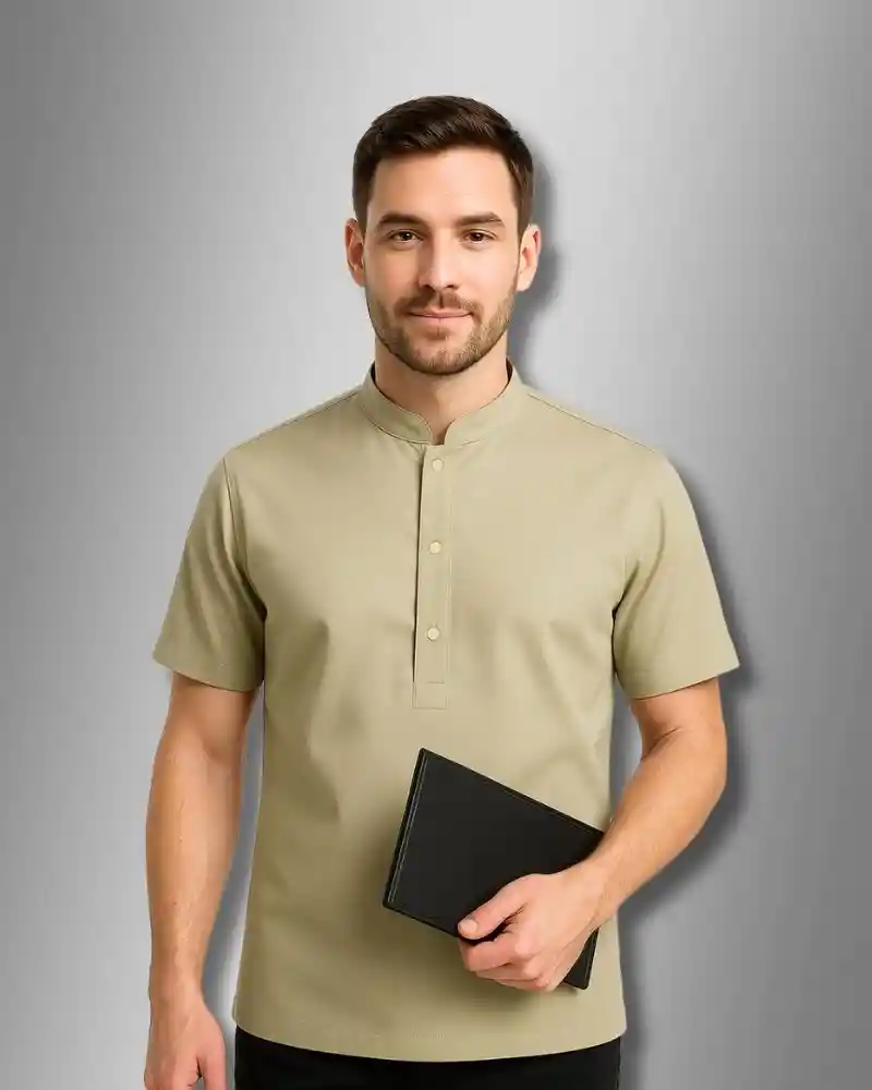 Camisa Antifluida Hombre Beige. Tallas: Xxl Y Xxxl