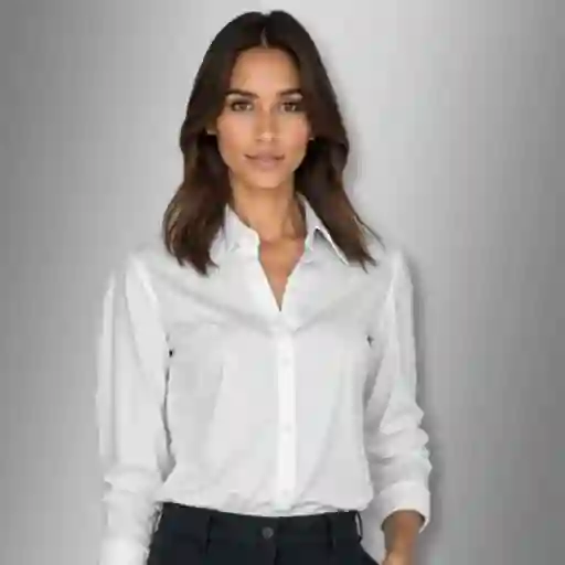 Camisa Oxford Dama Blanca. Tallas: Xs, S, M, L, Xl