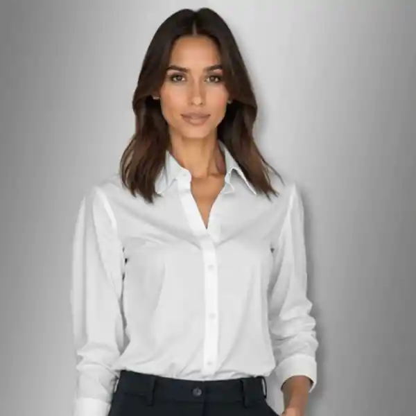 Camisa Oxford Dama Blanca. Tallas: Xs, S, M, L, Xl