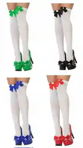 Media Lisa Blanca Con Moños De Diferentes Colores Para Halloween