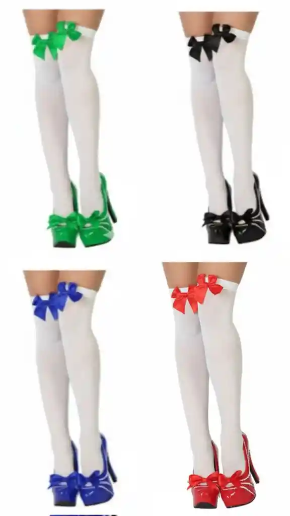 Media Lisa Blanca Con Moños De Diferentes Colores Para Halloween