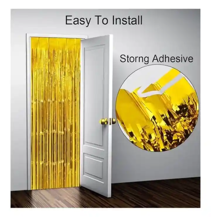 Cortina Metalizada Flecos Color Dorada (1metro Ancho X 2 Metros De Largo)