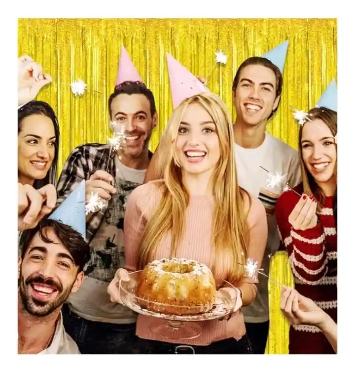 Cortina Metalizada Flecos Color Dorada (1metro Ancho X 2 Metros De Largo)