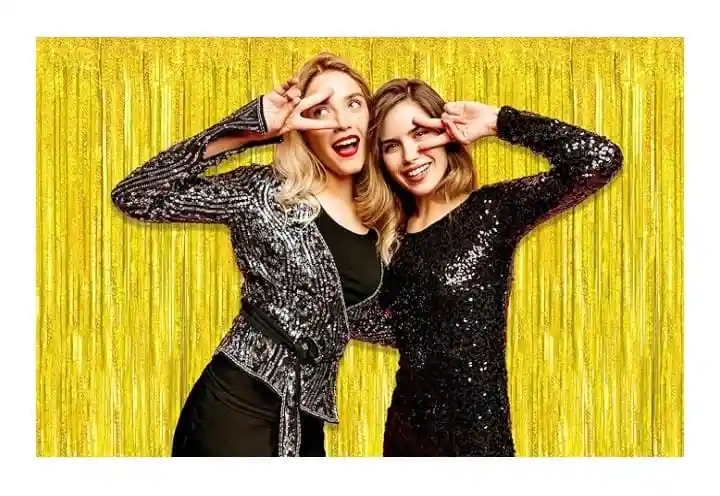 Cortina Metalizada Flecos Color Dorada (1metro Ancho X 2 Metros De Largo)