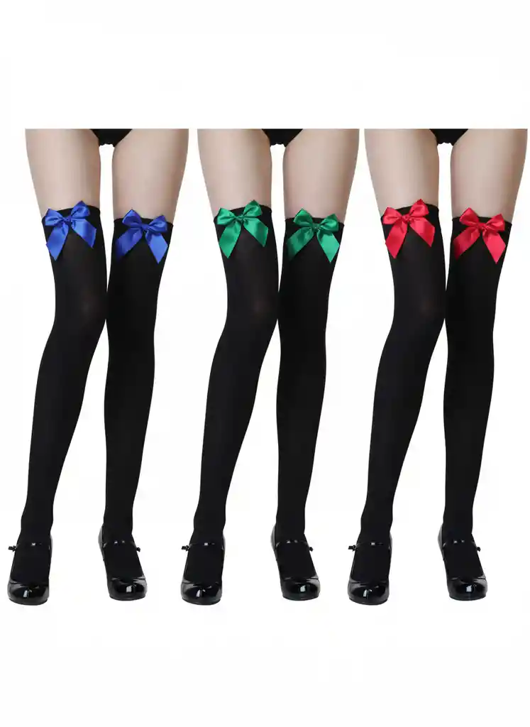 Media Lisa Negra Con Moños De Diferentes Colores Para Halloween