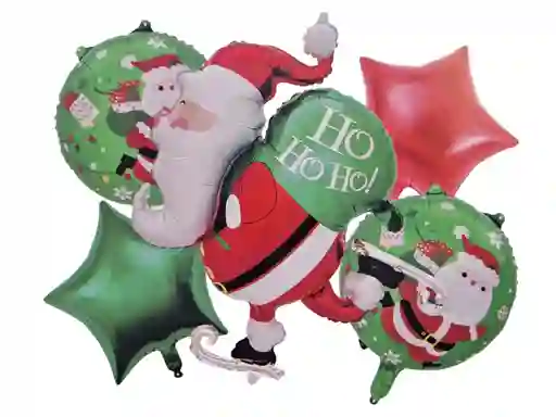 Bouquet Feliz Navidad Globos Papa Noel Estrellax5