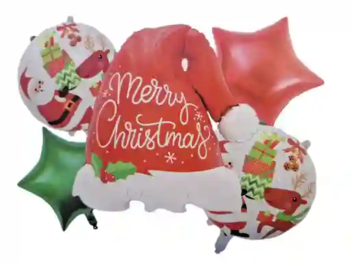 Bouquet Feliz Navidad Globos Gorro Papa Noel Santa * 5