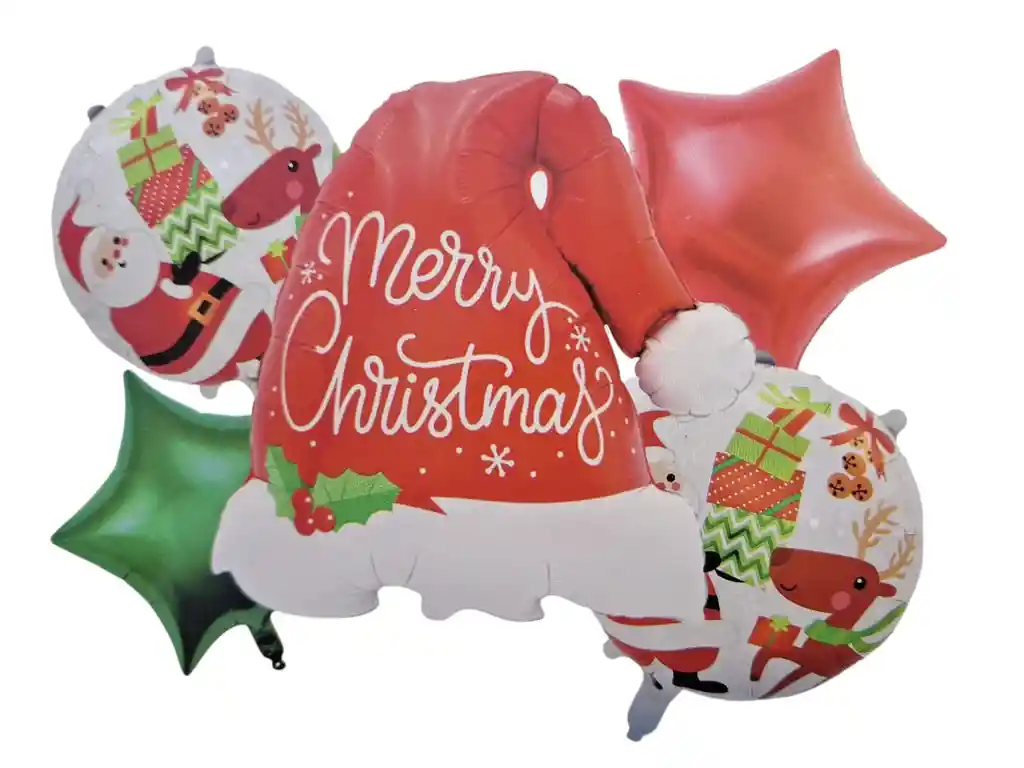 Bouquet Feliz Navidad Globos Gorro Papa Noel Santa * 5