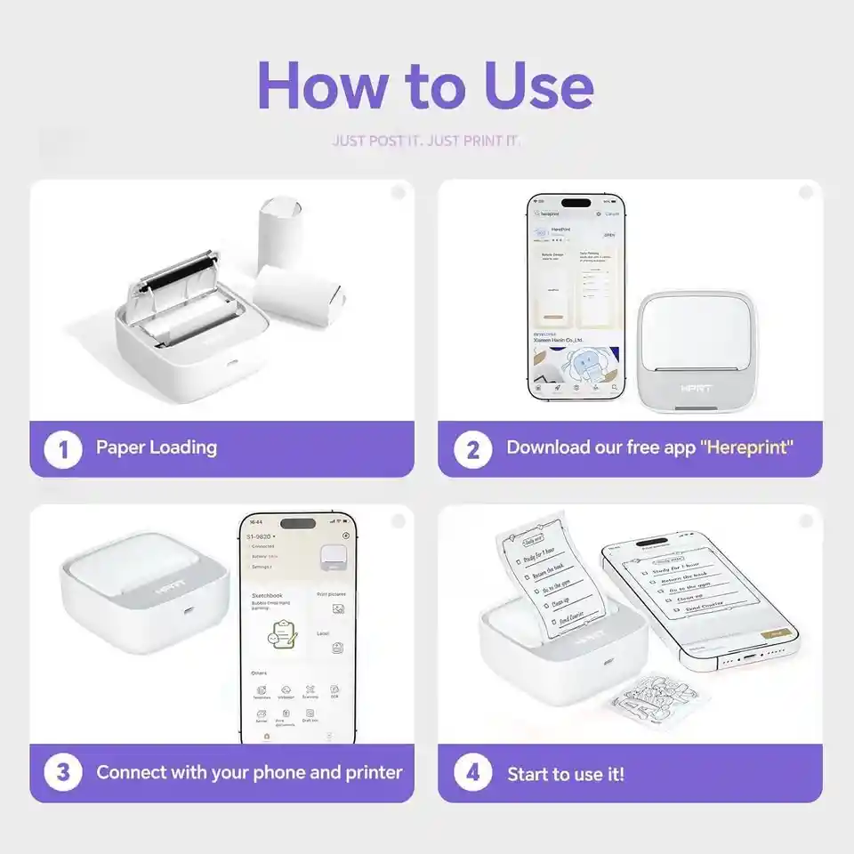 Hprt Mini Impresora Térmica Bluetooth – Incluye 1 Rollo De Papel