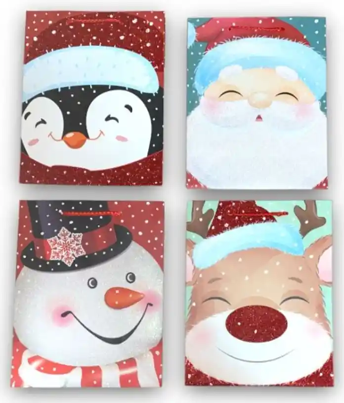 Bolsa De Regalo Navideña Escarchada Fina 18cmx22.5cm