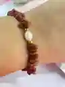 Pulsera De Cuarzo Lluvia De Oro Con Perla De Río