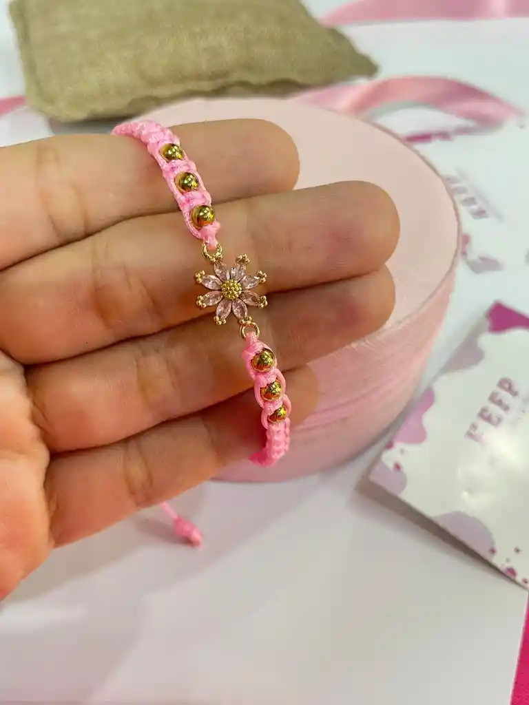 Pulsera De Flor Rosada🌸