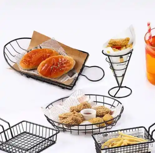 Mini Cesta Para Servir Papas, Aros De Cebolla Y Fritos Soporte Snacks