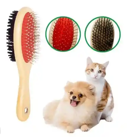 Cepillo Doble De Madera Para Mascotas Pequeño