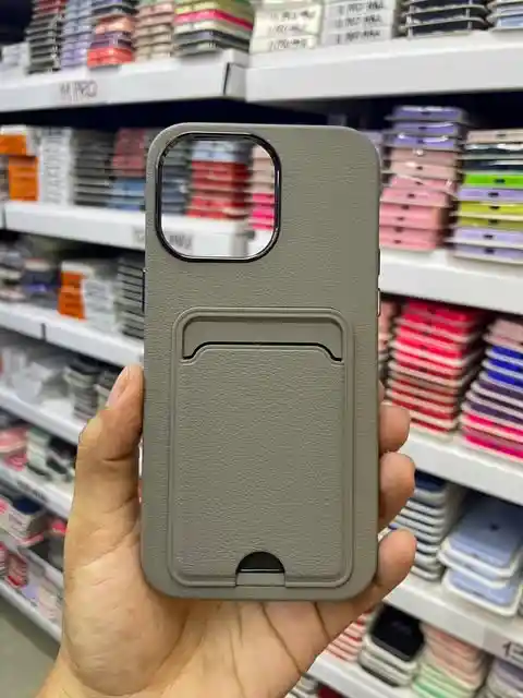 Iphone 16 Pro Max | Case Premium | Forro Rigido | Carcasa Protectora Antihumedad | Tarjetero Gris