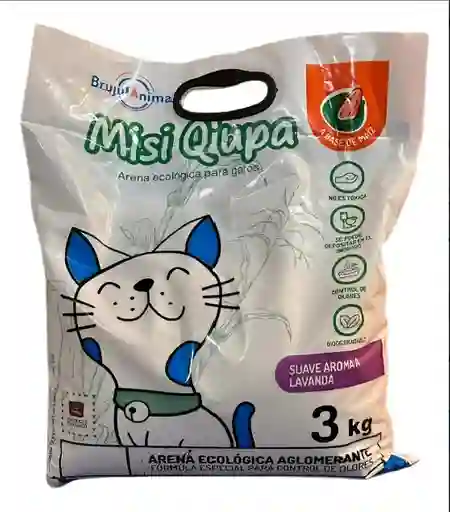 Misi Qupa Arena Ecológica Aglomerante Biodegradable De Maíz Para Gatos Lavanda 3kg