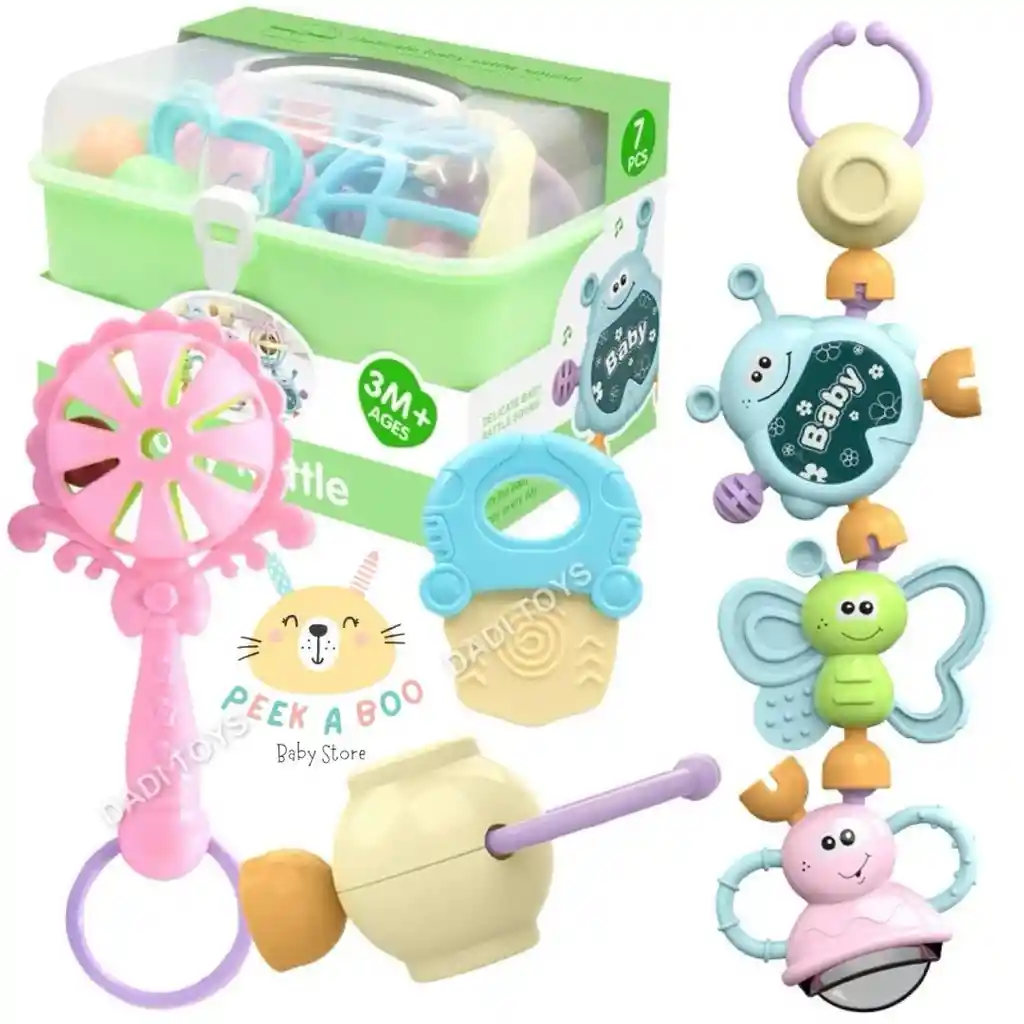 Juguete De Caja De Sonajeros Con Mordedor X 7 Unidades