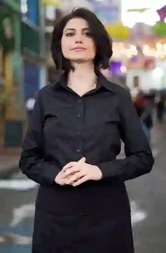 Camisa Oxford Dama Negra. Tallas: Xxl Y Xxxl