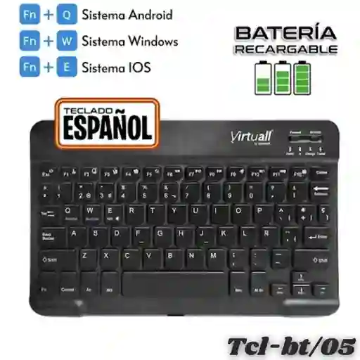 Teclado Inalambrico Bluetooth Recargable En Español Tcl-bt/05