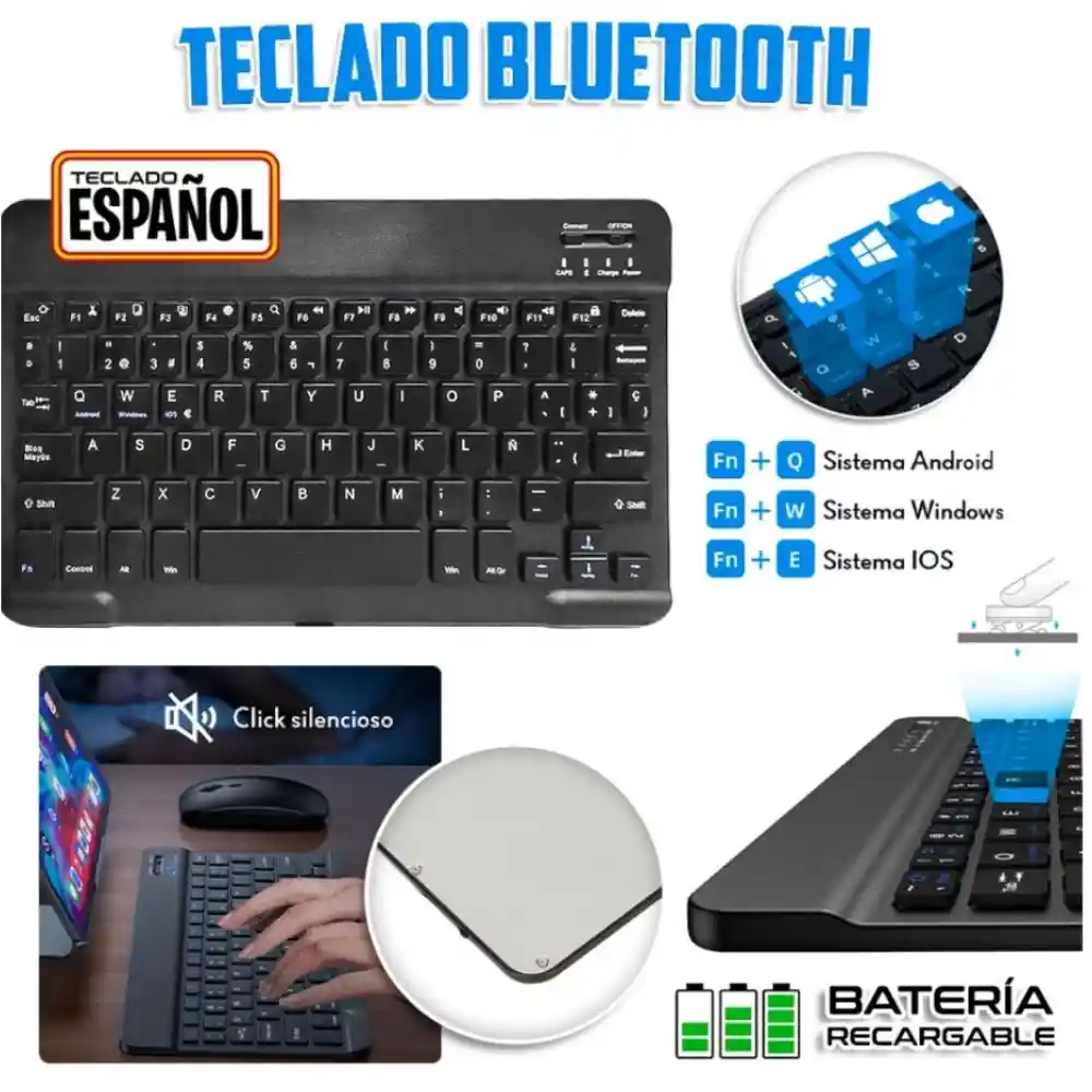 Teclado Inalambrico Bluetooth Recargable En Español Tcl-bt/05