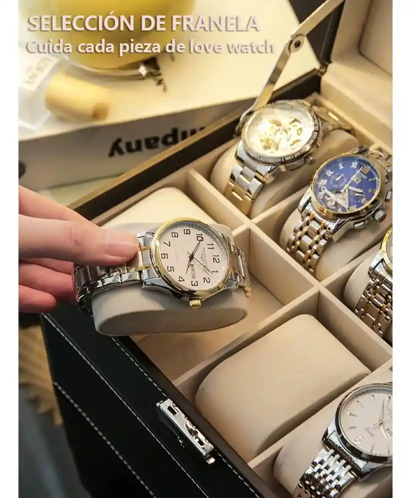 Caja Para Relojes Y Estuche Organizador De Joyas 12 Espacios Relojero