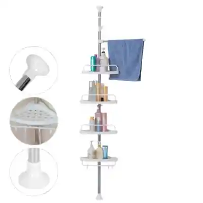 Esquinero Organizador De Ducha Multiuso 4 Repisas Ajustable Color Blanco