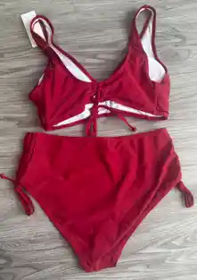 Vestido De Baño Dos Piezas Vino Tinto Talla M